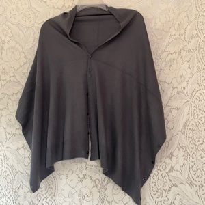 Charcoal Gray Button Detail Wrap Sweater Shawl